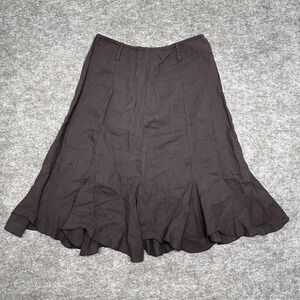 Puro Lino linen flax skirt women's medium ruffle tulip trumpet lagenlook boho